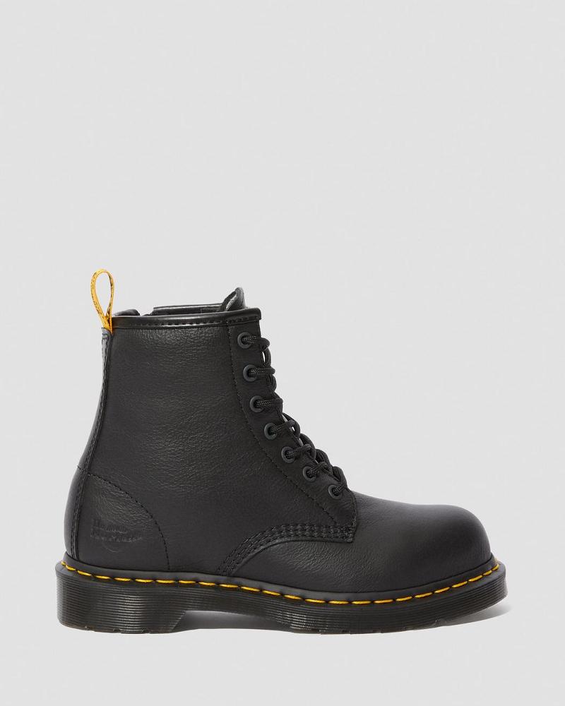 Dr Martens Maple Zip Newark Steel Tå Arbejdsstøvler Dame Sort | DK 400EBC